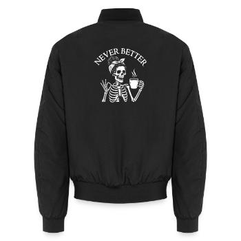 Nie bessere sarkastische Kaffeestimmung - Unisex Bomberjacke - Schwarz - Hinten - AI Model Male 185 light (185cm)