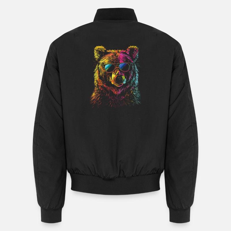 Retro Outdoor Wilderness Bear Trees Unisex Bomber Jacket