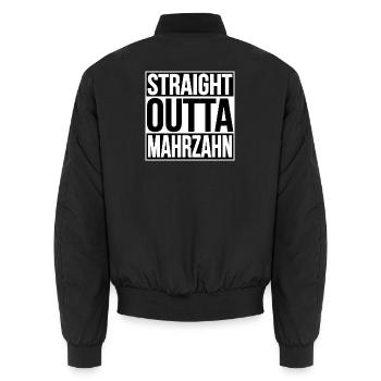 STRAIGHT OUTTA BERLIN MAHRZAHN - Unisex Bomberjacke - Schwarz - Hinten - AI Model Male 185 light (185cm)
