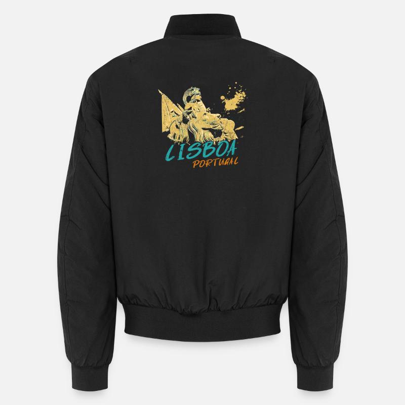 Arch Rua Augusta Lisbon illustration - Unisex Bomber Jacket - black