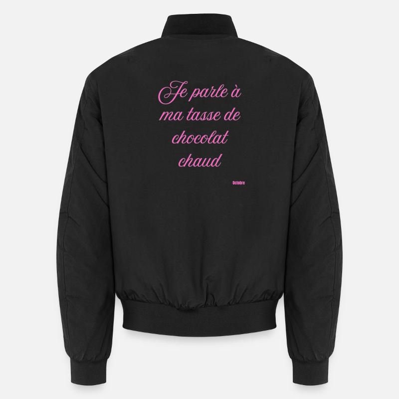 Pink Script Becher mit heißer Schokolade - Unisex Bomberjacke - Schwarz