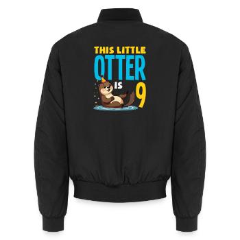 Dieser Otter ist 9 - süßes Geburtstagsmotiv - Unisex Bomberjacke - Schwarz - Hinten - AI Model Male 185 light (185cm)