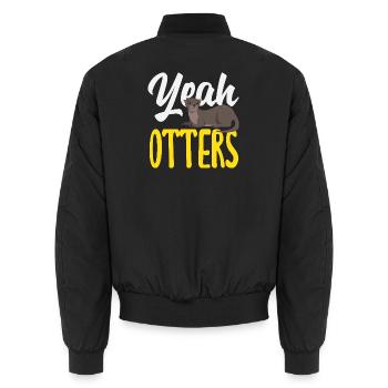 Yes Sea Otter Cartoon - Unisex Bomber Jacket - black - Back - AI Model Male 185 light (185cm)