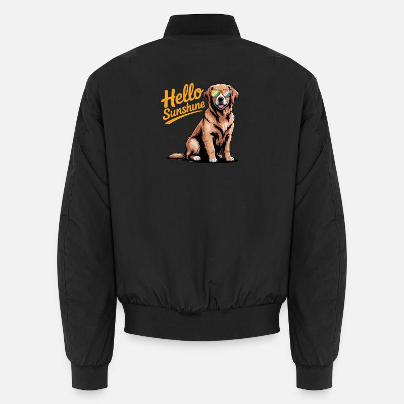 Hello Sunshine - Cool Golden Retriever Pet Logo Unisex Bomber Jacket