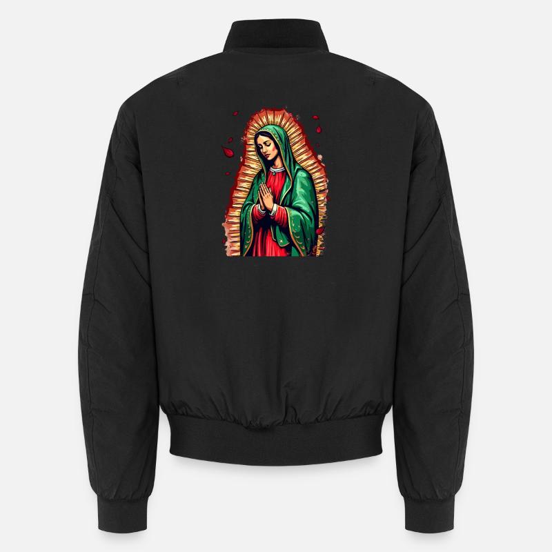 Mary icon with greeting prayer - Unisex Bomber Jacket - black