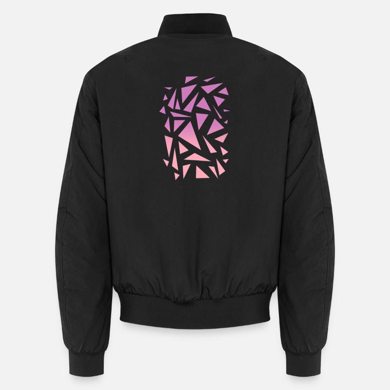 Motif triangulaire - Rose violet - Bomber unisexe - noir
