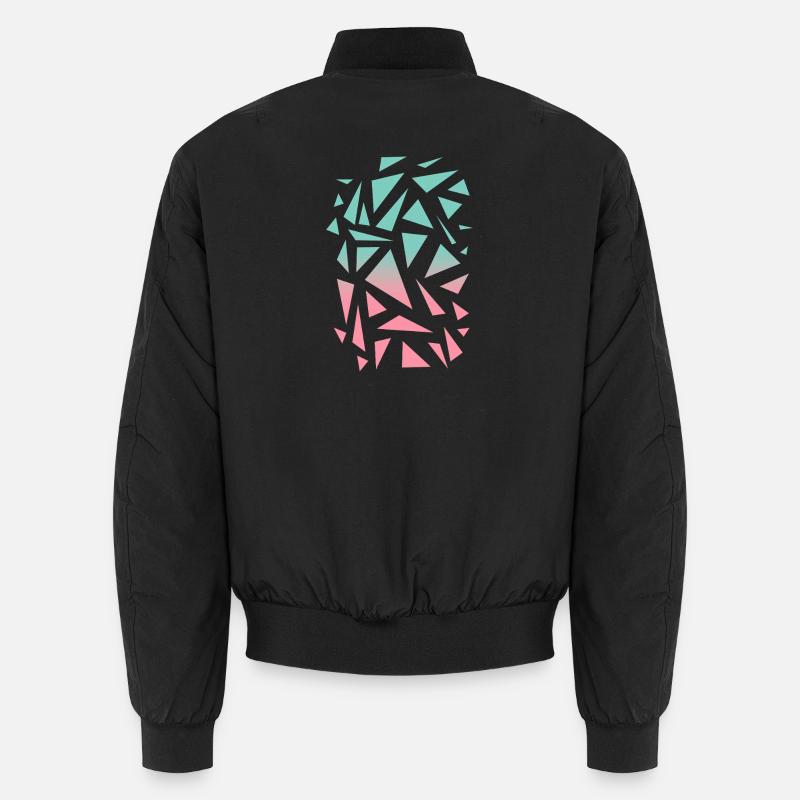 Triangle Pattern - Turquoise Pink - Unisex Bomber Jacket - black