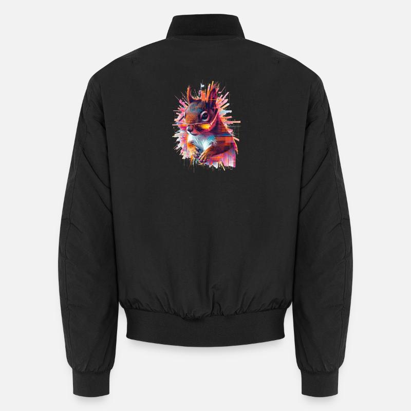 Neon Eichhörnchen mit Sonnenbrille – Glitch Art Unisex Bomberjacke