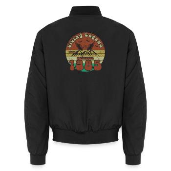 40. Geburtstag Living Legend since VIN 11/1985 - Unisex Bomberjacke - Schwarz - Hinten - AI Model Male 185 light (185cm)