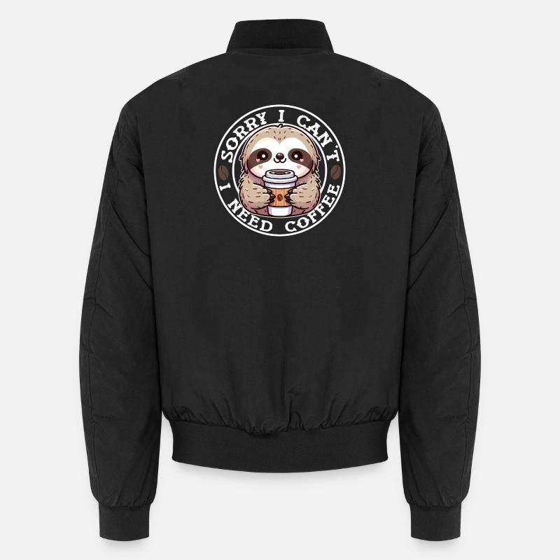 Faultier Süßer Runder Kaffee - Unisex Bomberjacke - Schwarz