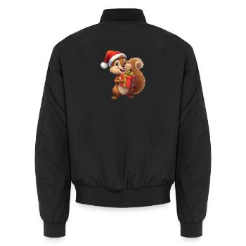 Écureuil de Noël avec cadeau - Bomber unisexe - noir - Dos - AI Model Male 185 light (185cm)