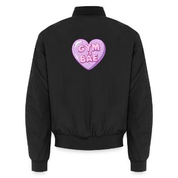 Gym Is Bae Bubble Coeur Pastel Dessin animé - Bomber unisexe - noir - Dos - AI Model Male 185 light (185cm)