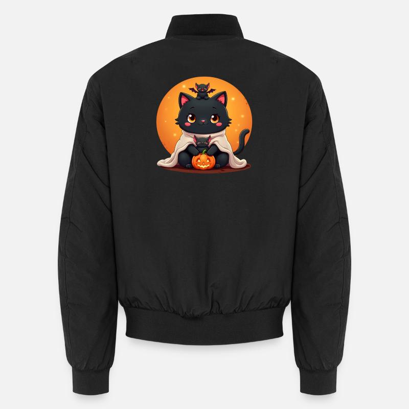 Chat d’Halloween avec citrouille d’Halloween Bomber unisexe