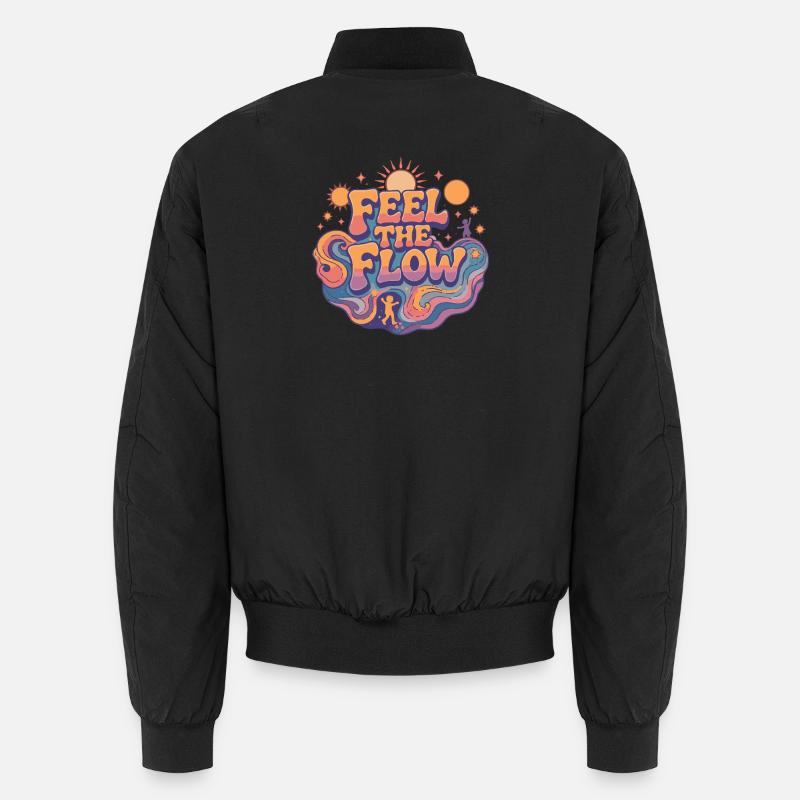 Psychedelisch Retro – Feel the Flow - Unisex Bomberjacke - Schwarz