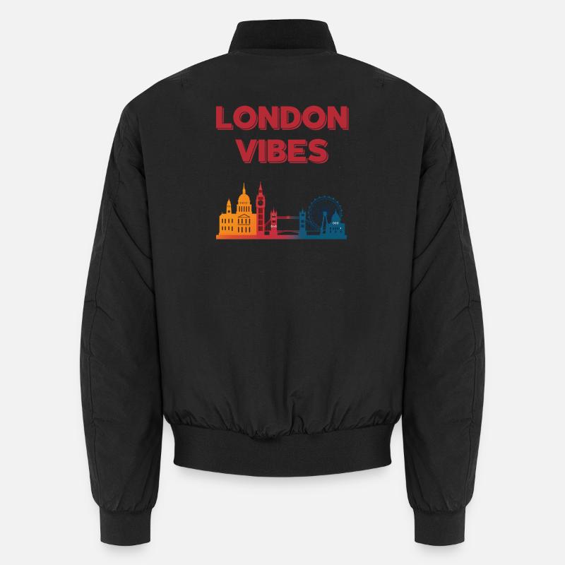 London Vibes Rainbow Skyline - Unisex Bomber Jacket - black