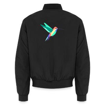 Bunte geometrische Kolibri-Kunst - Unisex Bomberjacke - Schwarz - Hinten - AI Model Male 185 light (185cm)