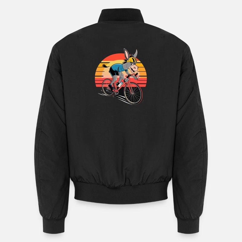 Drôle âne cycliste coucher de soleil Bomber unisexe