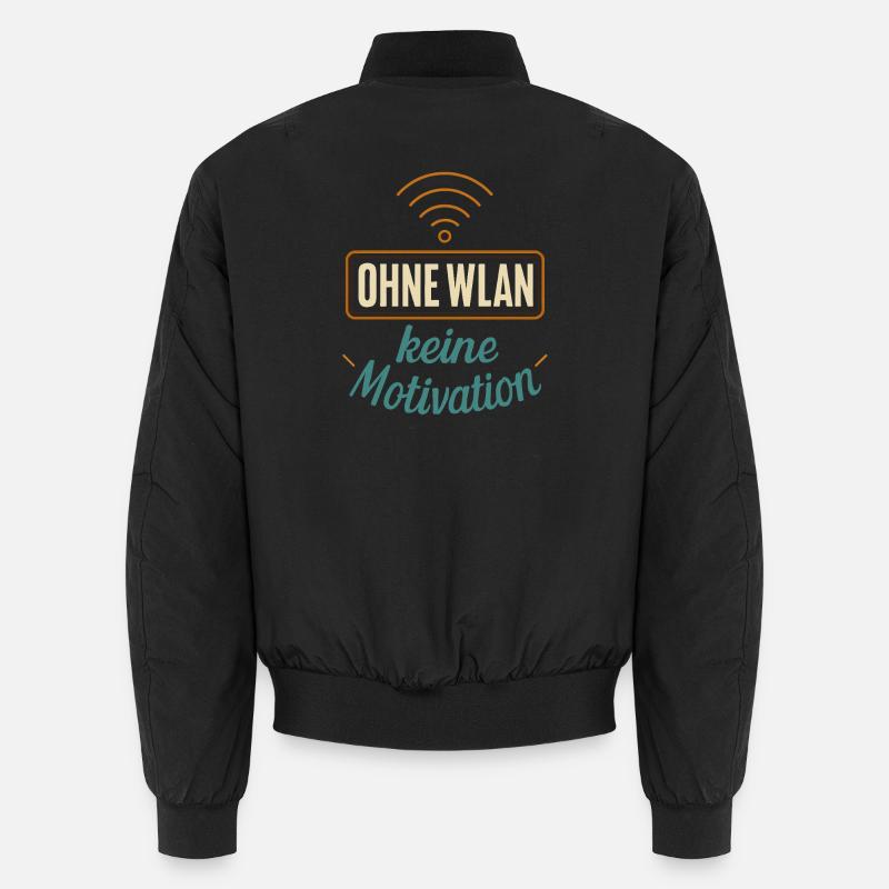 No motivation without Wi-Fi - Unisex Bomber Jacket - black