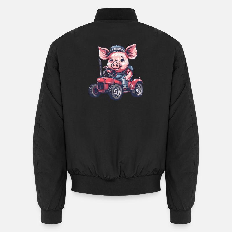 Schwein Traktor Farmer - Unisex Bomberjacke - Schwarz