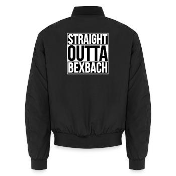 Straight Outta Bexbach - Unisex Bomber Jacket - black - Back - AI Model Male 185 light (185cm)