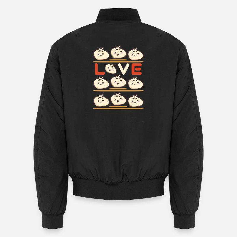 Dumpling Love Pattern - Unisex Bomber Jacket - black