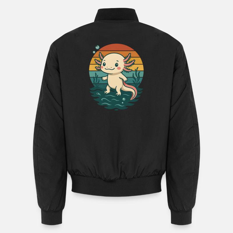 Süßer Retro-Axolotl - Unisex Bomberjacke - Schwarz