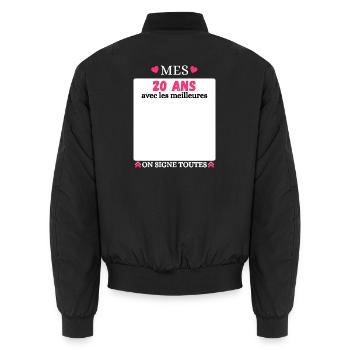 Anniversaire 20 Ans Fille, Mes 20 Ans - Bomber unisexe - noir - Dos - AI Model Male 185 light (185cm)
