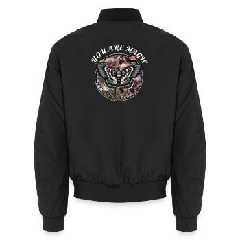 Magischer floraler Schmetterling - Unisex Bomberjacke - Schwarz - Hinten - AI Model Male 185 light (185cm)