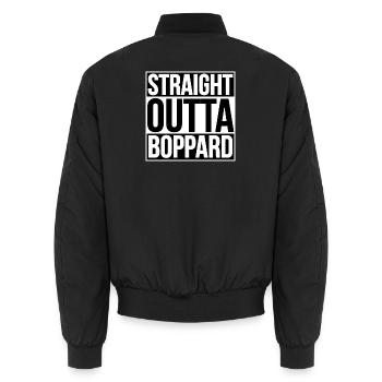 Straight Outta Boppard - Unisex Bomberjacke - Schwarz - Hinten - AI Model Male 185 light (185cm)