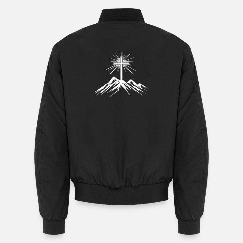 Christian Cross Mountain Unisex Bomber Jacket