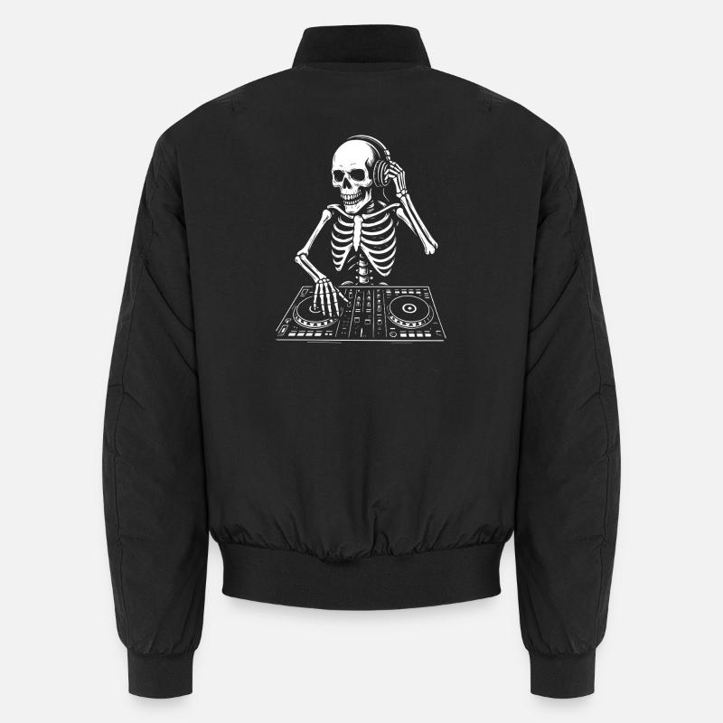 Skeleton DJ on the Deck - Unisex Bomber Jacket - black