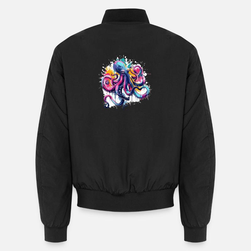 Bunter Oktopus Farbspritzer Unisex Bomberjacke