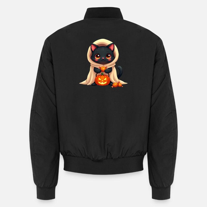 Chat d’Halloween avec citrouille d’Halloween Bomber unisexe