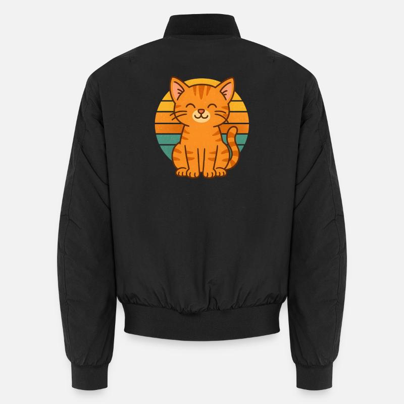 Retro Cat Vibes - Unisex Bomberjacke - Schwarz