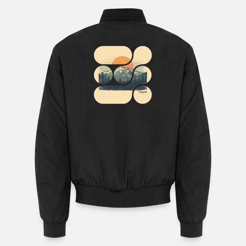 Jacaranda Retro Berglandschaft - Unisex Bomberjacke - Schwarz