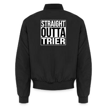 STRAIGHT OUTTA TRIER - Unisex Bomberjacke - Schwarz - Hinten - AI Model Male 185 light (185cm)