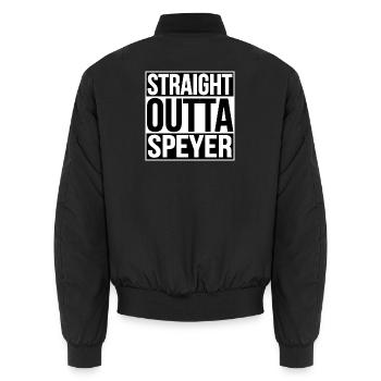 Straight Outta Speyer - Unisex Bomber Jacket - black - Back - AI Model Male 185 light (185cm)