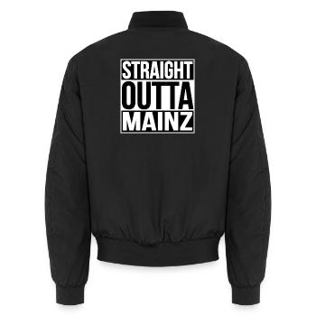 STRAIGHT OUTTA MAINZ - Unisex Bomberjacke - Schwarz - Hinten - AI Model Male 185 light (185cm)