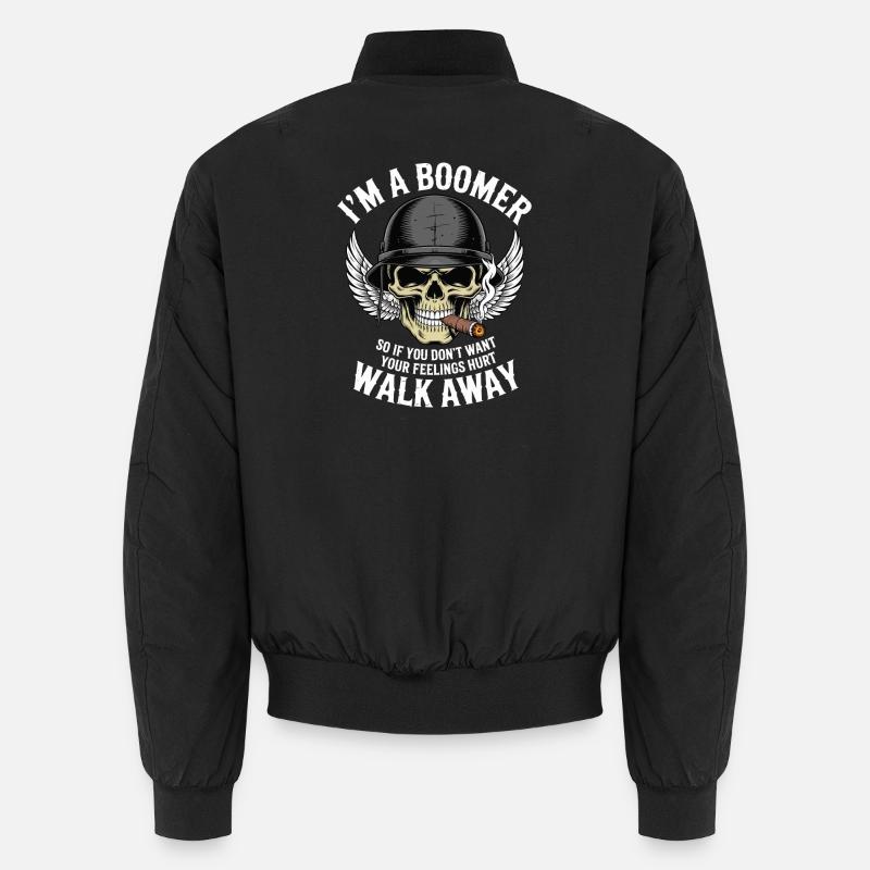 Boomer Skull with Wings - Unisex Bomber Jacket - black