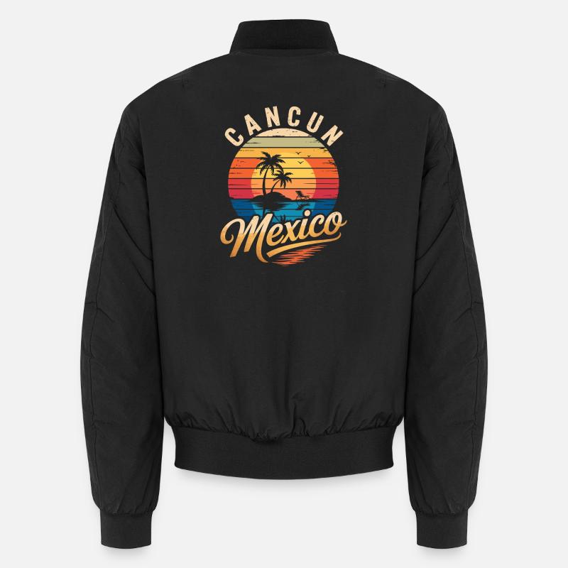 Cancun Retro Beach Sun - Unisex Bomber Jacket - black