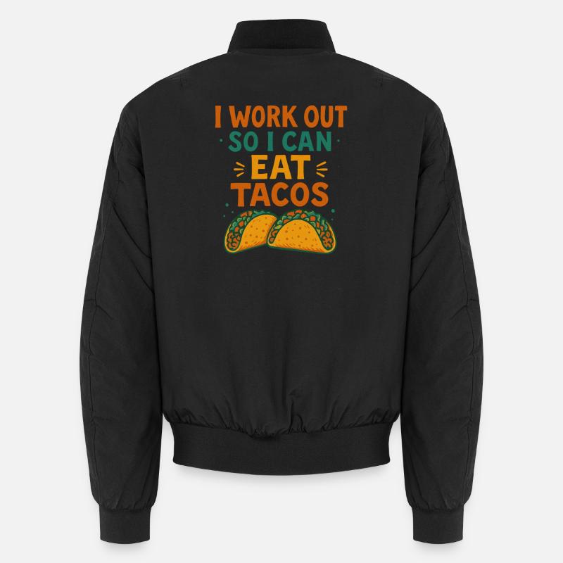 Tacos Fueled Workout Tee - Unisex Bomber Jacket - black