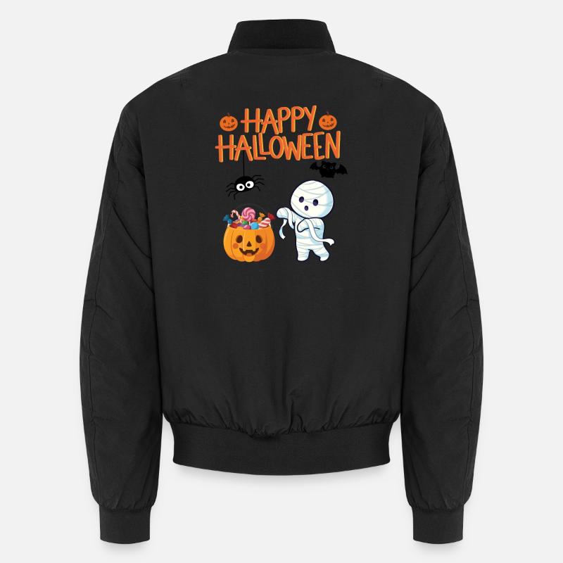 Halloween Mummy and Pumpkin with Candy Unisex Bomber Jacket
