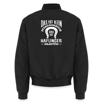 Haflinger Pony Reiten Luster Pferde Spruch - Unisex Bomberjacke - Schwarz - Hinten - AI Model Male 185 light (185cm)