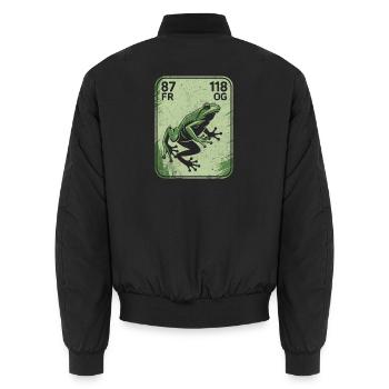 Frosch Vintage Postkarte Grün - Unisex Bomberjacke - Schwarz - Hinten - AI Model Male 185 light (185cm)