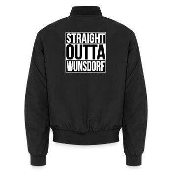 Straight Outta Wunsdorf - Unisex Bomberjacke - Schwarz - Hinten - AI Model Male 185 light (185cm)