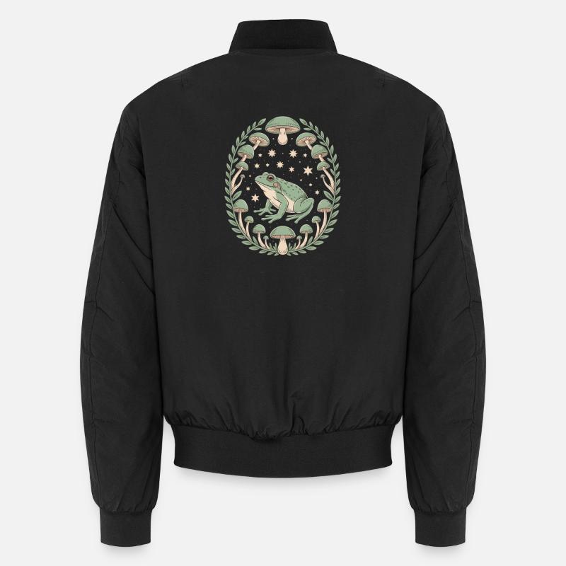 Frog and mushrooms with starry sky design Unisex Bomber Jacket