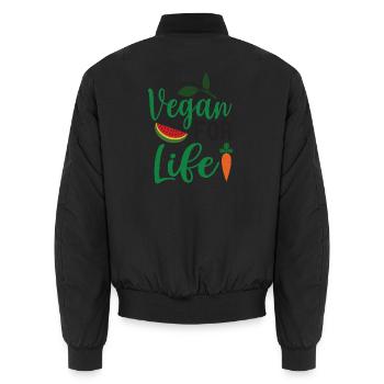 Végétalien pour la vie - Bomber unisexe - noir - Dos - AI Model Male 185 light (185cm)