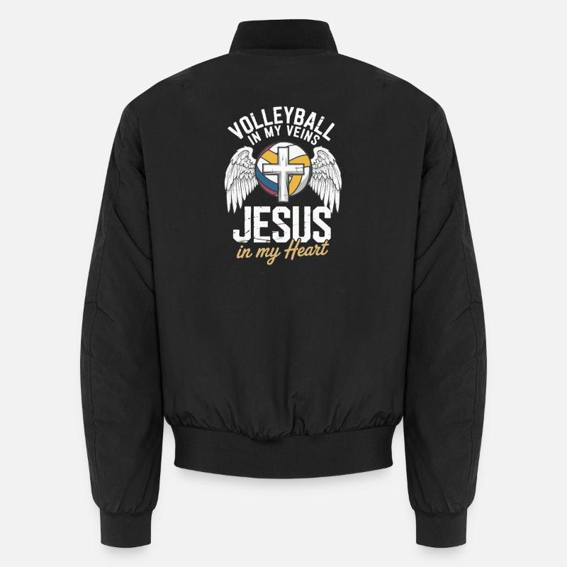 Volley-ball et Jésus – Conception d’une croix avec des ailes Bomber unisexe