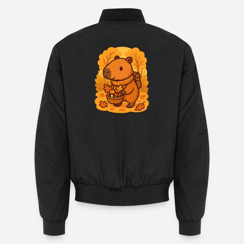 Capybara dans la forêt – Promenade automnale confortable Bomber unisexe
