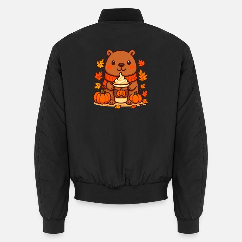 Capybara Pumpkin Latte – Cozy Autumn Mood Unisex Bomberjacke